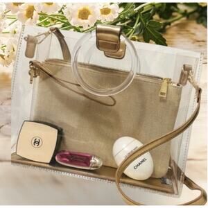Madison West " The Perfect Clear Bag", Clutch Included Ring Handles NWT